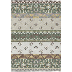 HomeRoots 8 Ft X 10 Ft Striped Polyester Area Rug Stain Resistant for Patio or Living Room 735529