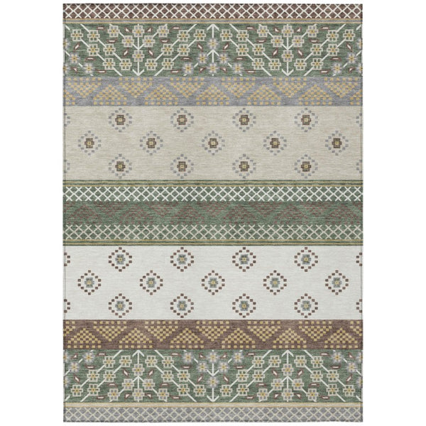 HomeRoots 8 Ft X 10 Ft Striped Polyester Area Rug Stain Resistant for Patio or Living Room 735529