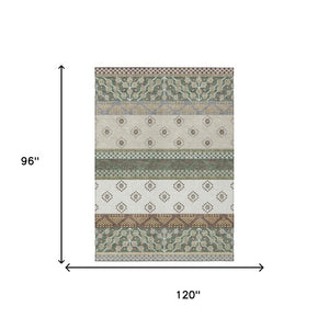8 Ft X 10 Ft Striped Polyester Area Rug Stain Resistant for Patio or Living Room