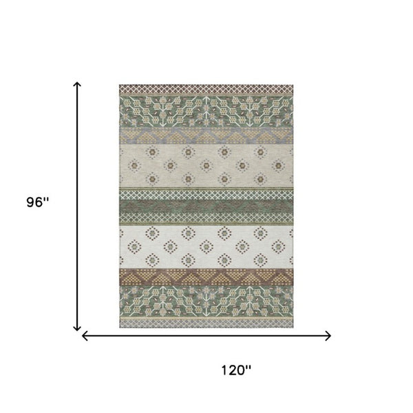 8 Ft X 10 Ft Striped Polyester Area Rug Stain Resistant for Patio or Living Room