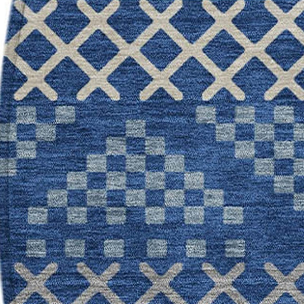8 Foot Round Striped Polyester Area Rug Washable Indoor Outdoor Navy Copper