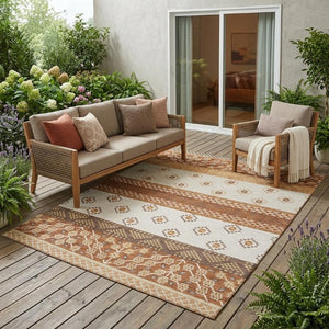 5x8 Striped Polyester Area Rug Washable Indoor Outdoor for Patio Living Room