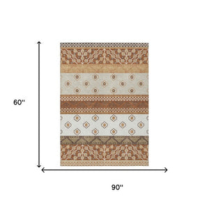 5x8 Striped Polyester Area Rug Washable Indoor Outdoor for Patio Living Room