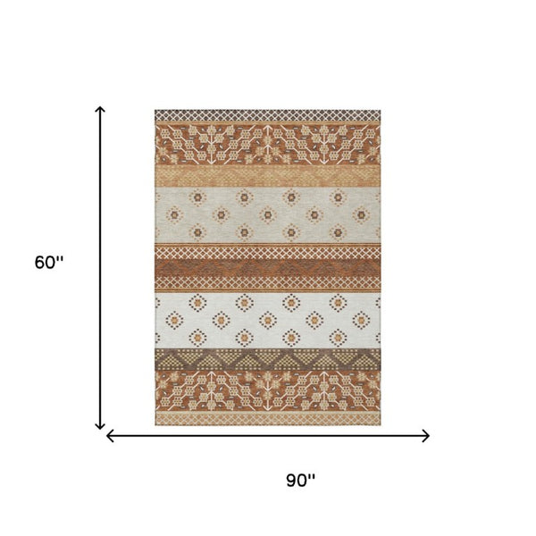 5x8 Striped Polyester Area Rug Washable Indoor Outdoor for Patio Living Room