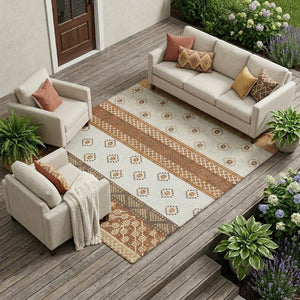 9 X 12 Striped Polyester Area Rug for Indoor Outdoor Spaces Washable and Stain Resistant