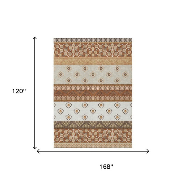 10 Foot Striped Polyester Area Rug Washable for Indoor Outdoor Patio and Porch
