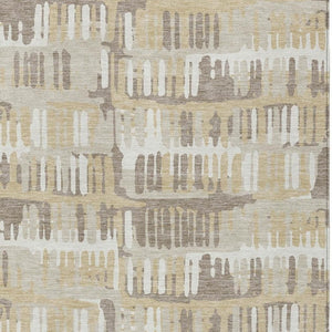 5x8 Abstract Beige Taupe Polyester Area Rug Washable Stain Resistant Patio Porch Living Room