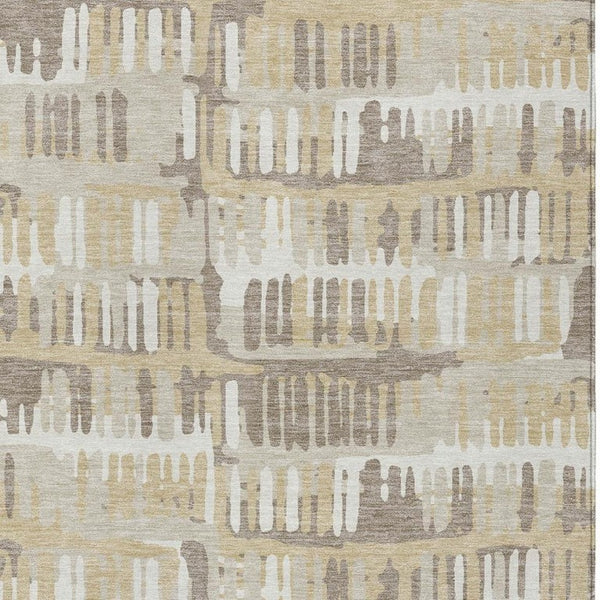 5x8 Abstract Beige Taupe Polyester Area Rug Washable Stain Resistant Patio Porch Living Room