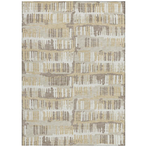5x8 Abstract Beige Taupe Polyester Area Rug Washable Stain Resistant Patio Porch Living Room