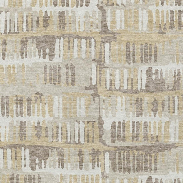 5x8 Abstract Beige Taupe Polyester Area Rug Washable Stain Resistant Patio Porch Living Room