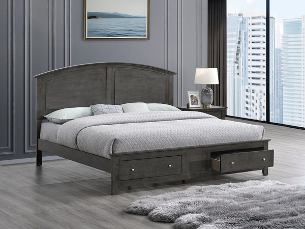 English Elm Hammond King Storage Bed with Panel Headboard Farmhouse Platform Frame Two Drawers Gray B078S00677