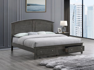 English Elm Hammond Farmhouse Panel Full Bed with Two Under Frame Storage Drawers Slatted Base Gray B078S00675