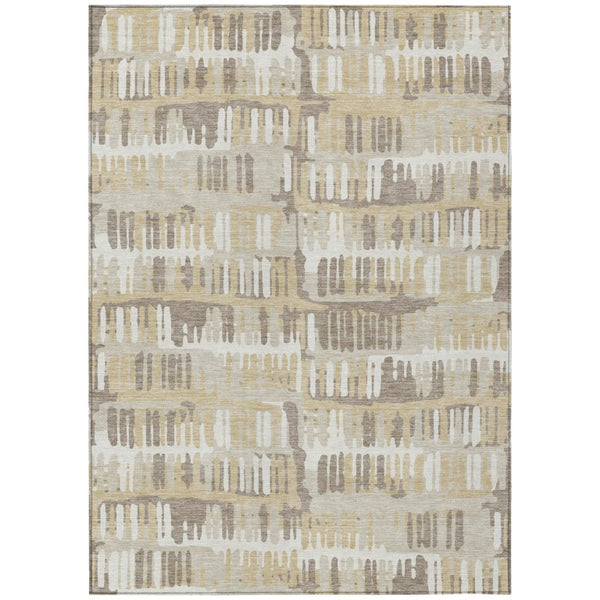 HomeRoots 9 X 12 Beige Taupe Abstract Polyester Area Rug Stain Resistant Indoor Outdoor 735578