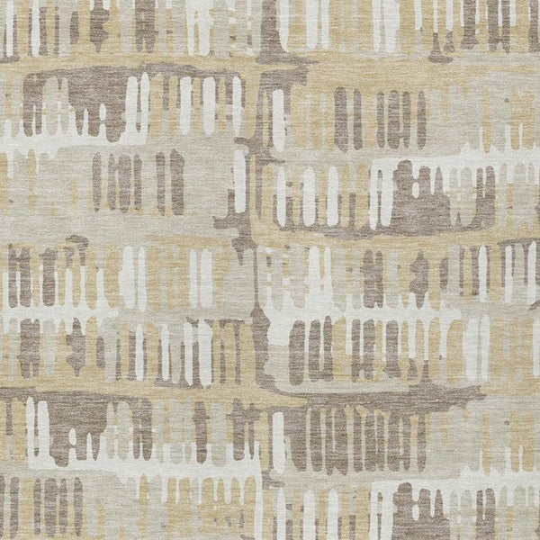10 X 14 Abstract Beige Taupe Polyester Area Rug for Indoor Outdoor Spaces