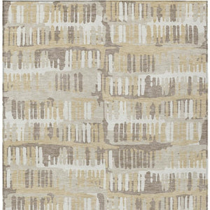 10 X 14 Abstract Beige Taupe Polyester Area Rug for Indoor Outdoor Spaces