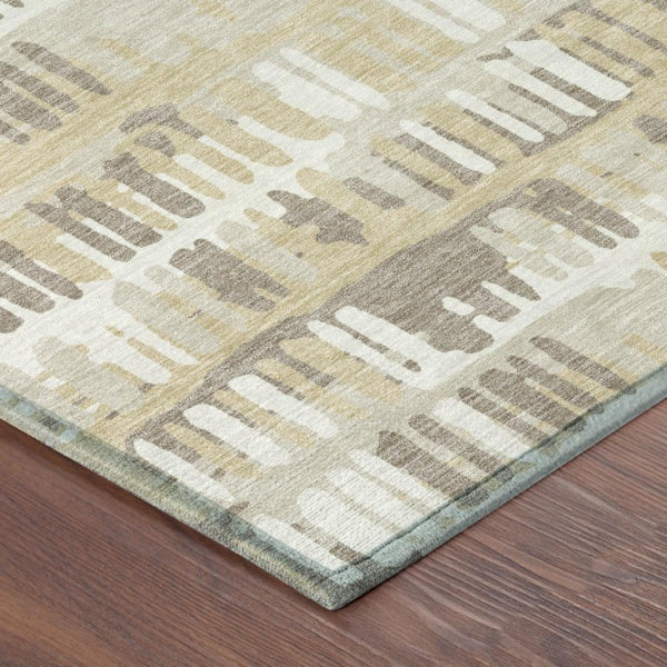 10 X 14 Abstract Beige Taupe Polyester Area Rug for Indoor Outdoor Spaces
