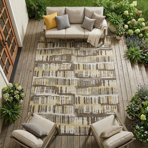 9 X 12 Abstract Polyester Area Rug Stain Resistant for Indoor Outdoor Living