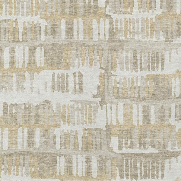 5 X 8 Abstract Ivory Gray Washable Polyester Rug for Indoor Outdoor Living