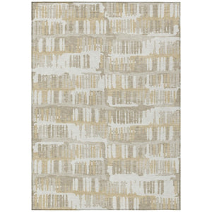 HomeRoots 8x10 Abstract Ivory Gray Polyester Area Rug Washable Stain Resistant Indoor Outdoor 735595