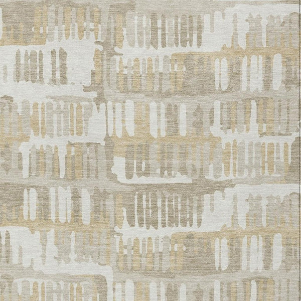 8x10 Abstract Ivory Gray Polyester Area Rug Washable Stain Resistant Indoor Outdoor