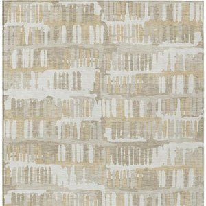 8x10 Abstract Ivory Gray Polyester Area Rug Washable Stain Resistant Indoor Outdoor
