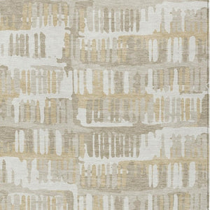 9x12 Abstract Ivory Gray Washable Polyester Rug for Patio Porch or Living Room