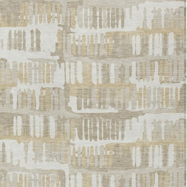 9x12 Abstract Ivory Gray Washable Polyester Rug for Patio Porch or Living Room