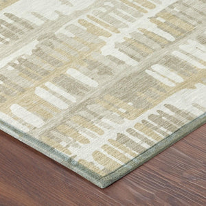 9x12 Abstract Ivory Gray Washable Polyester Rug for Patio Porch or Living Room
