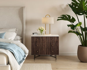 Sunpan KEZNA Table Lamp - Unique White Marble Base & Soft Matte Shade for Modern Elegance in Any Space 109264