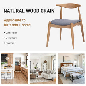 English Elm 5-piece Mid-century Modern Dining Set Rubberwood Table Splayed Legs Cushioned Chairs Gray,White Oak N759S002002L