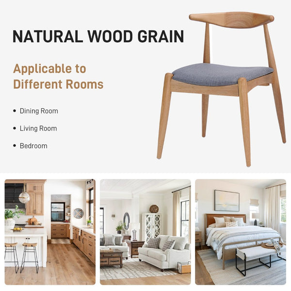 English Elm 5-piece Mid-century Modern Dining Set Rubberwood Table Splayed Legs Cushioned Chairs Gray,White Oak N759S002002L