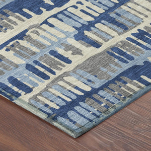 8 Ft Round Abstract Polyester Area Rug Stain Resistant for Patio or High Traffic Rooms