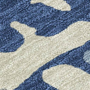 9 X 12 Abstract Navy Gray Polyester Area Rug Washable for Indoor Outdoor Use