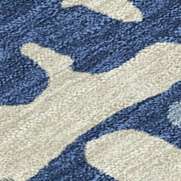 9 X 12 Abstract Navy Gray Polyester Area Rug Washable for Indoor Outdoor Use