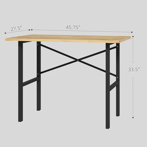 English Elm Garage Workbench with Solid Wood Surface and Powder Coated Steel X Brace Base T3971P412487