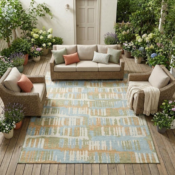 10 X 14 Abstract Polyester Area Rug Washable and Stain Resistant for Patio or Living Room