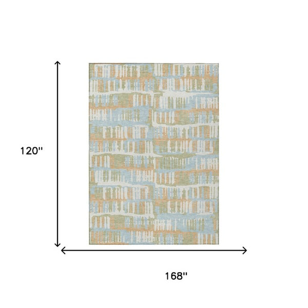 10 X 14 Abstract Polyester Area Rug Washable and Stain Resistant for Patio or Living Room