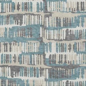 5x8 Teal Brown Abstract Polyester Area Rug Washable Stain Resistant Indoor Outdoor