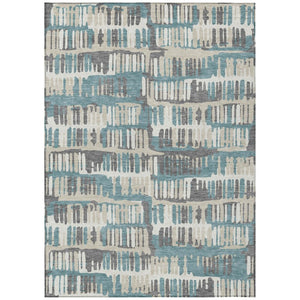 HomeRoots 9 X 12 Teal Brown Abstract Polyester Area Rug Washable Stain Resistant Indoor Outdoor 735620