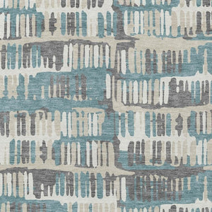 10 X 14 Teal Brown Abstract Polyester Area Rug Washable for Patio or Living Room