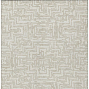 8' X 10' Beige and Blue Geometric Washable Indoor Outdoor Area Rug