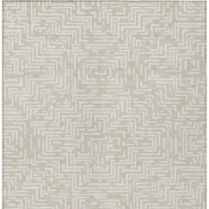 8' X 10' Beige and Blue Geometric Washable Indoor Outdoor Area Rug