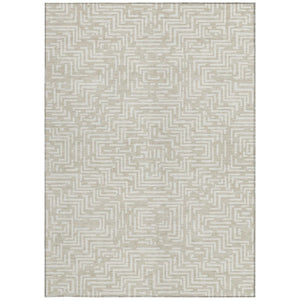 9x12 Geometric Beige Blue Polyester Area Rug Washable for Indoor Outdoor Use