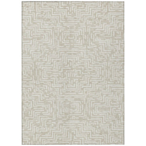 HomeRoots 10 Ft Geometric Polyester Area Rug Washable Stain Resistant Indoor Outdoor Beige Blue 735627