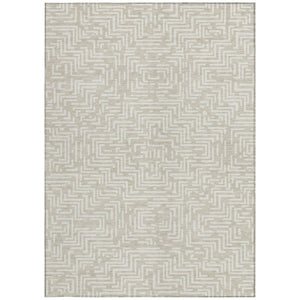 10 Ft Geometric Polyester Area Rug Washable Stain Resistant Indoor Outdoor Beige Blue