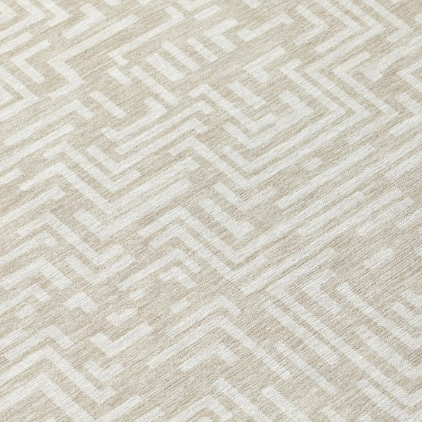 10 Ft Geometric Polyester Area Rug Washable Stain Resistant Indoor Outdoor Beige Blue