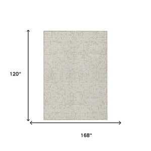 10 Ft Geometric Polyester Area Rug Washable Stain Resistant Indoor Outdoor Beige Blue