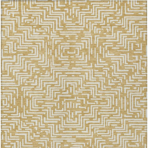 8x10 Gold Brown Geometric Polyester Area Rug Washable Stain Resistant Indoor Outdoor