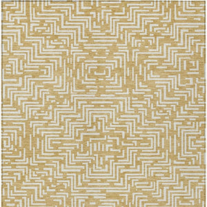 8x10 Gold Brown Geometric Polyester Area Rug Washable Stain Resistant Indoor Outdoor