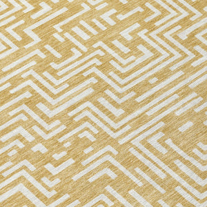 8x10 Gold Brown Geometric Polyester Area Rug Washable Stain Resistant Indoor Outdoor